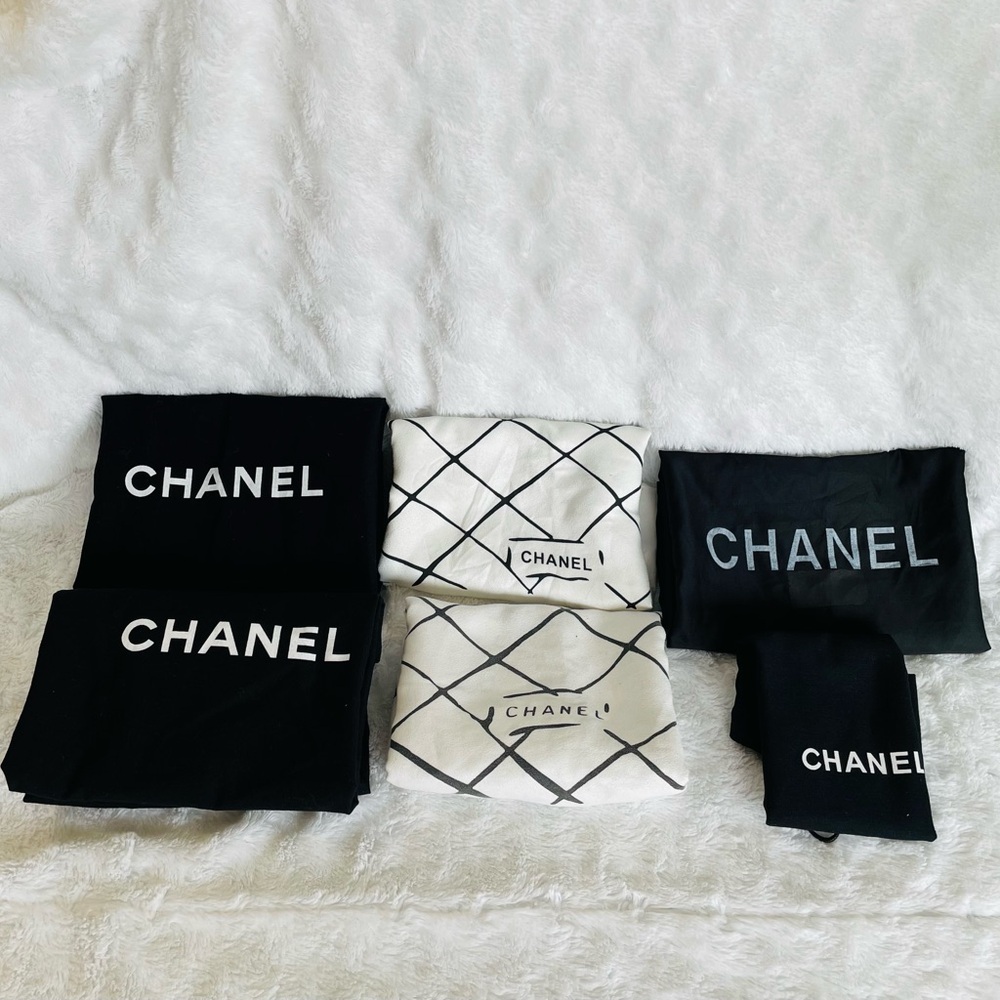 CHANEL Black and White Dust Bags/ Bag Covers 6 Pc Set